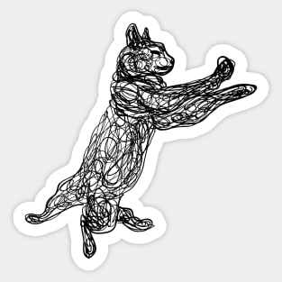 Dancing black doodle cat Sticker